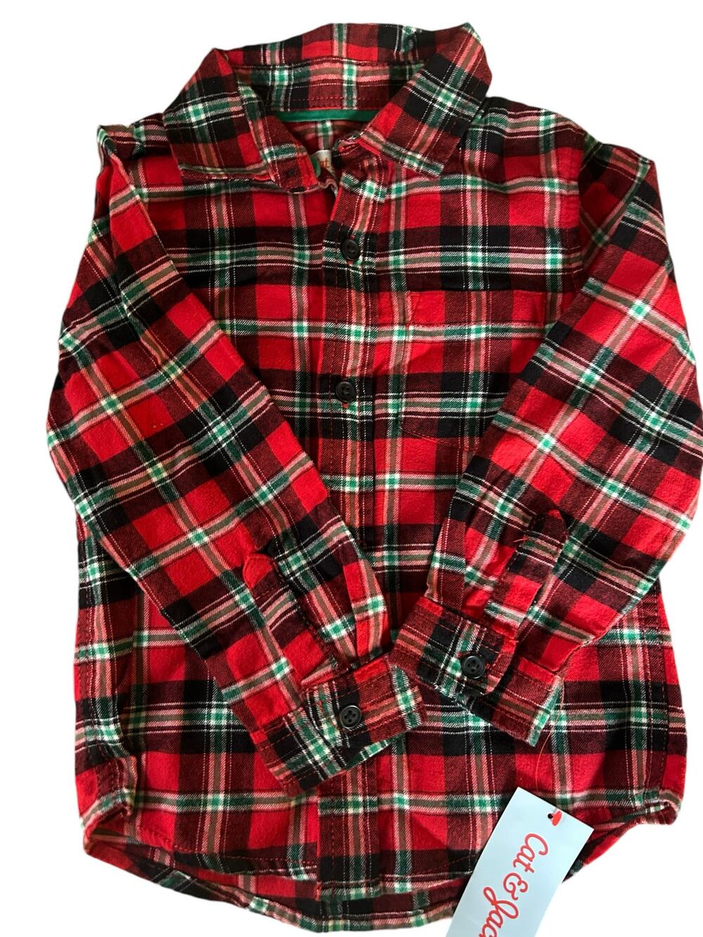 NWT Cat & Jack Red Plaid Shirt size 3